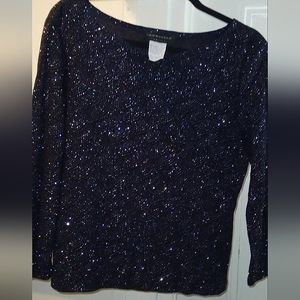 VINTAGE NAVY GLITZ GLAM TOP SZ XL